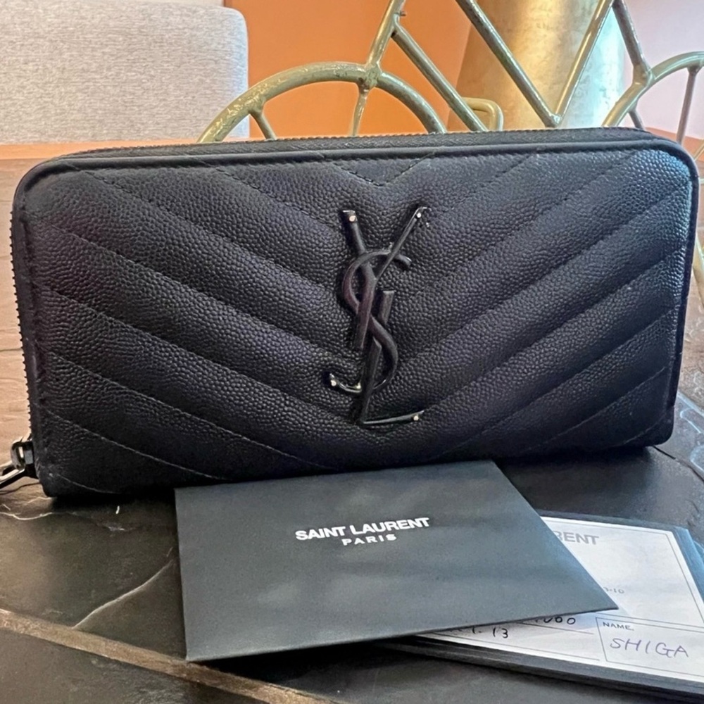 Yves Saint Laurent Monogram Quilted Leather Continental Zip Wallet